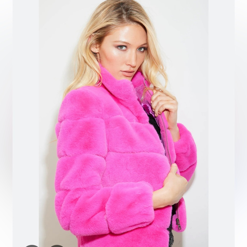 NWT Generation Love Jodi Hot Pink Faux Fur Jacket